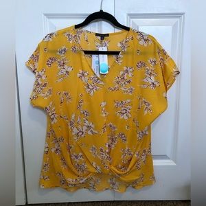 Stitch Fix West Kei Yellow and White Flower Blouse